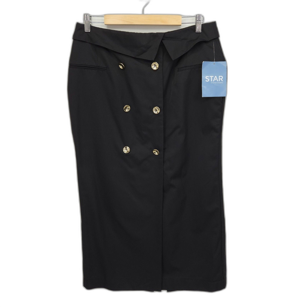 Derek Lam 10 Crosby Double Breasted Gold Button Maxi Skirt Black Linen Cotton 12